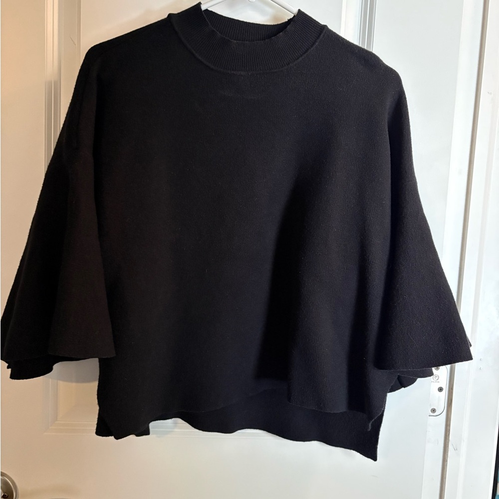 Zenana bell sleeve mock neck sweater